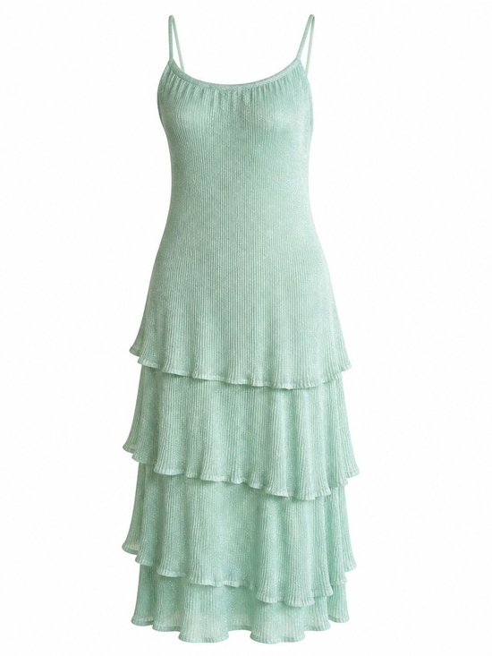 Gigio Dresses & Skirts - Gigio Ribbed Tiered Maxi Dress in Mint